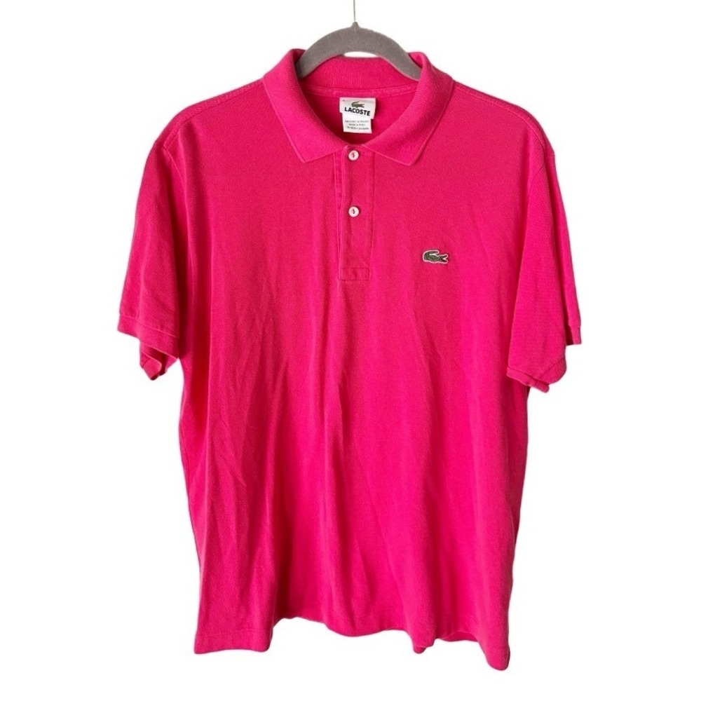 Lacoste Pink Cotton Pique Short Sleeve Polo Shirt Size 5 Large Old Money Preppy